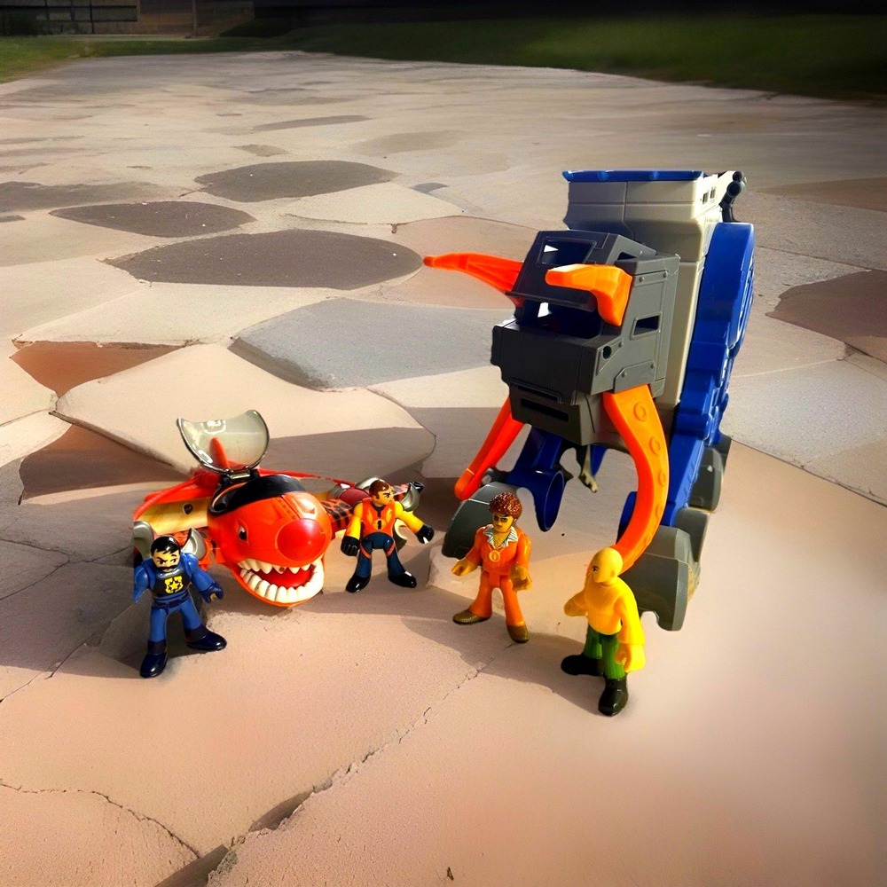 Imaginext Toy Lot โ Figures,โ Shark Plane, Walking Mech Vehicle โ Fisher-Price